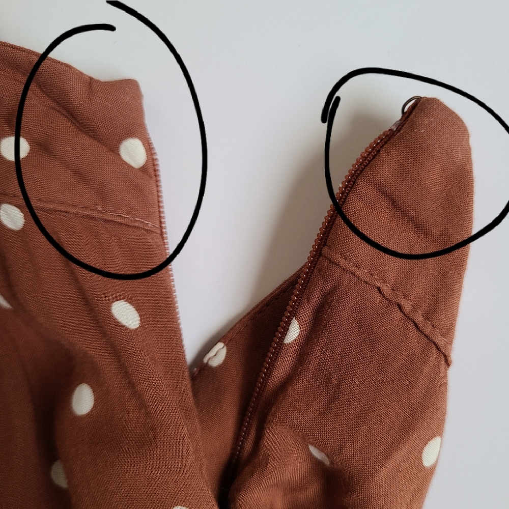 Anthropologie Rust Polka Dot Midi Dress - Picture 13 of 16